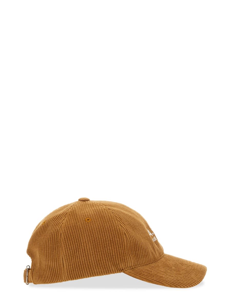 Apc A.p.c. Logo Printed Corduroy Cap In Brown