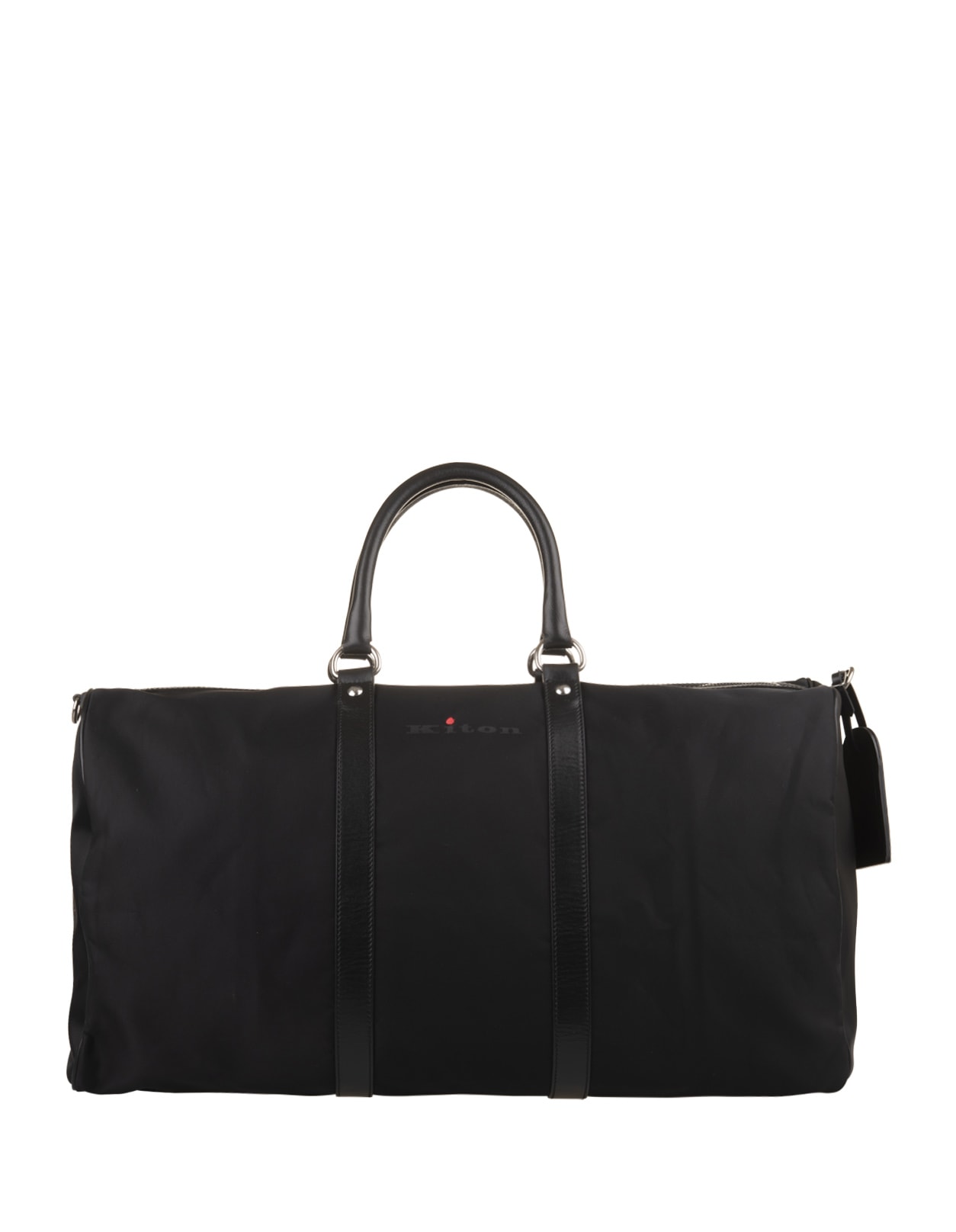 Black Nylon And Leather Duffle Bag With Logo