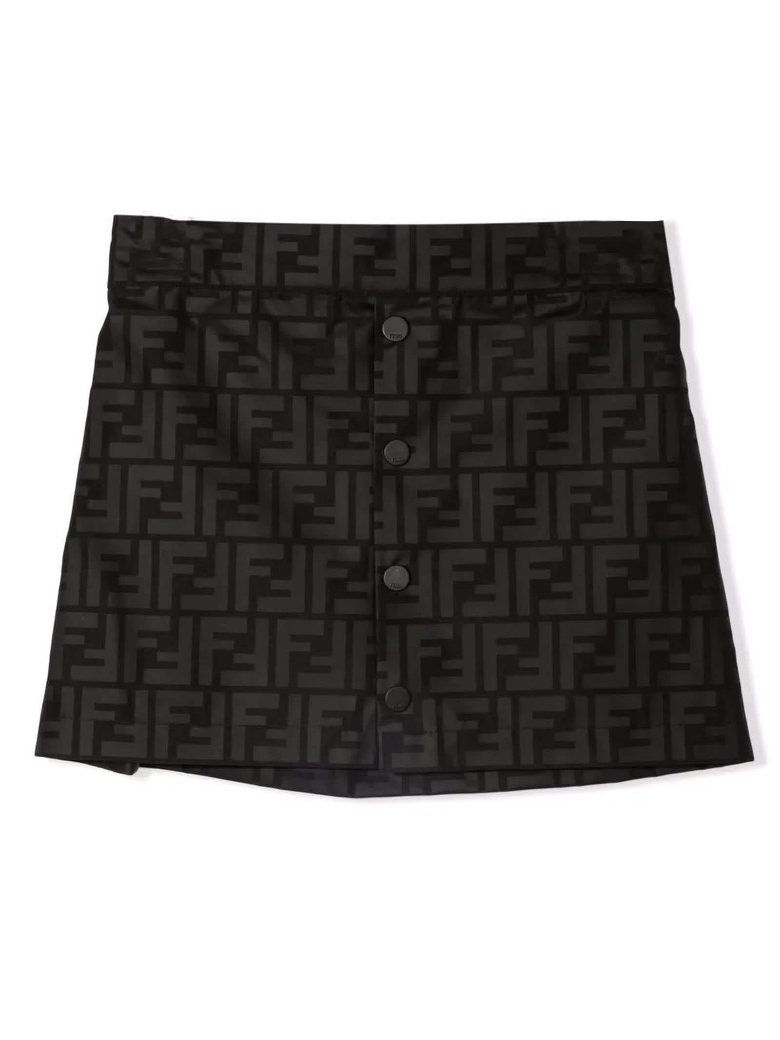 Fendi Black Ff-logo Print Skirt
