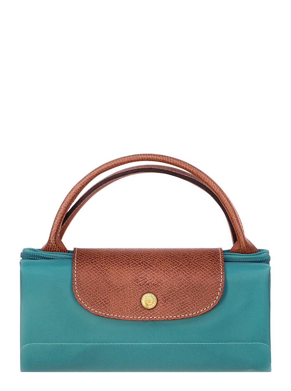 Longchamp 'le Pilage Original' Green Medium Handbag With Embossed Logo On The Front In Green