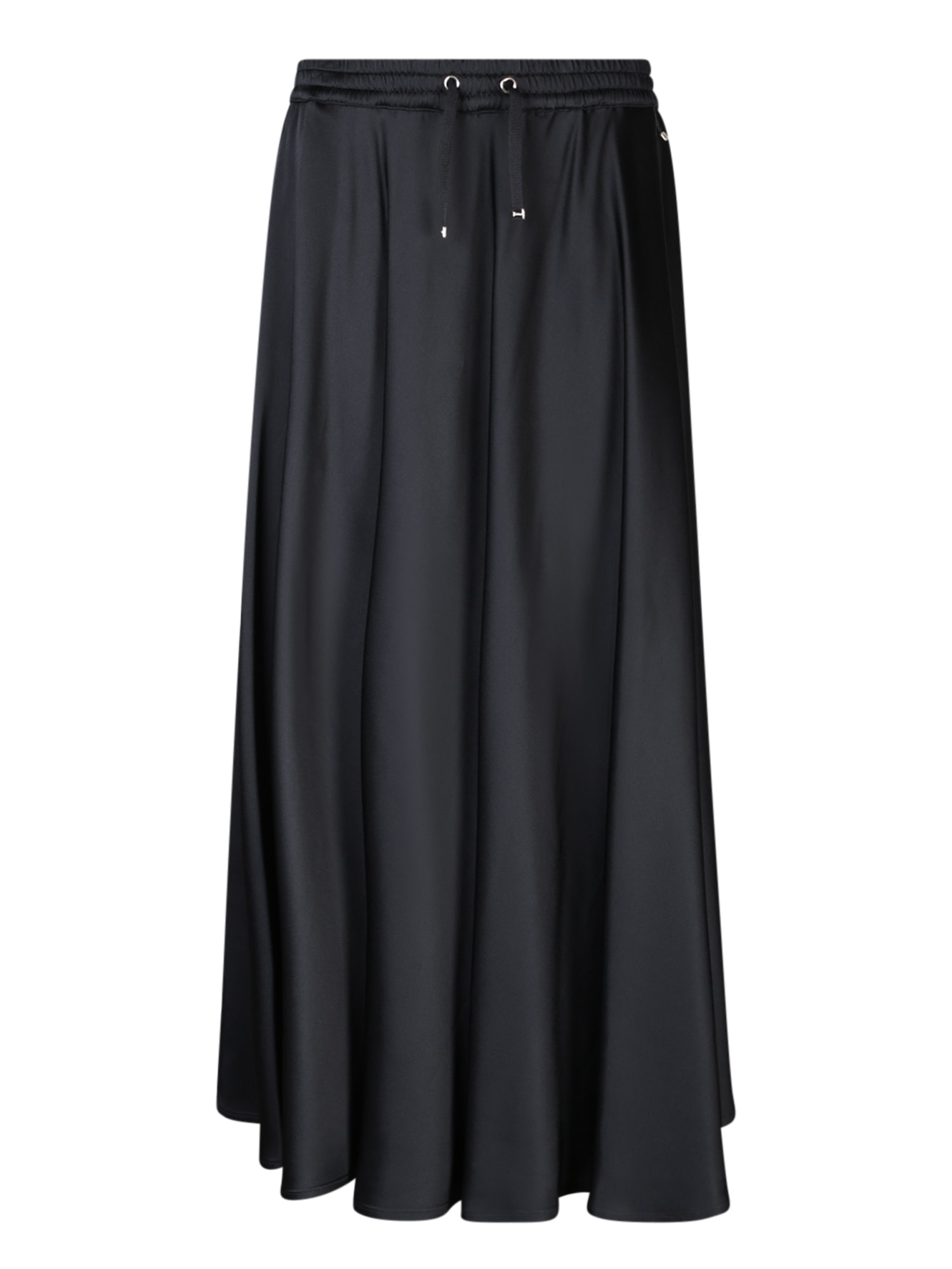 Black Elasticized Midi Skirt
