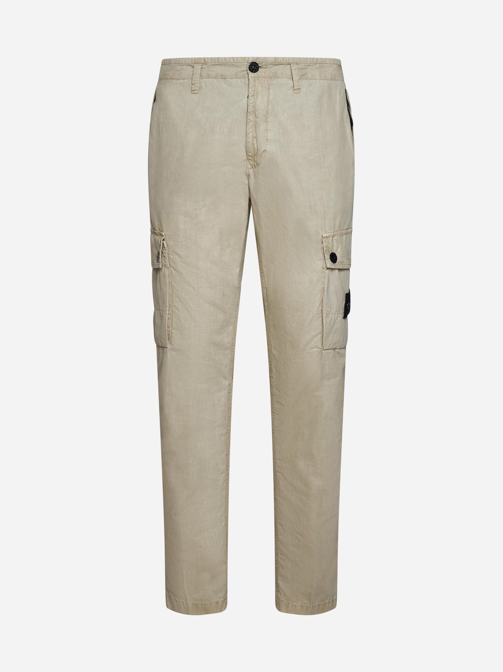 Shop Stone Island Slim-fit Cotton Cargo Trousers In Beige