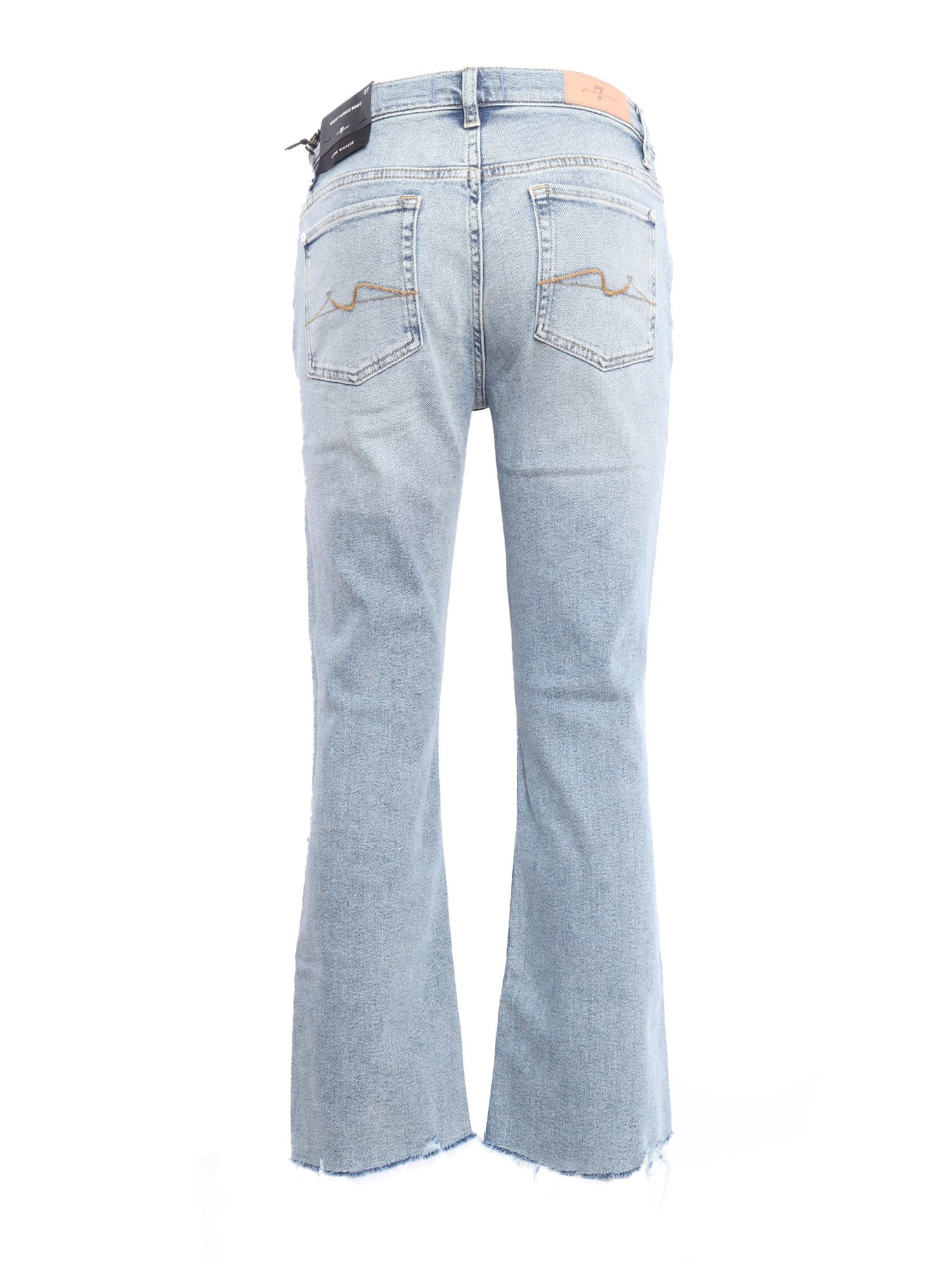 7 For All Mankind Daisy Ankle Boot Amuse Me With Worn Out Hem In Light Blue