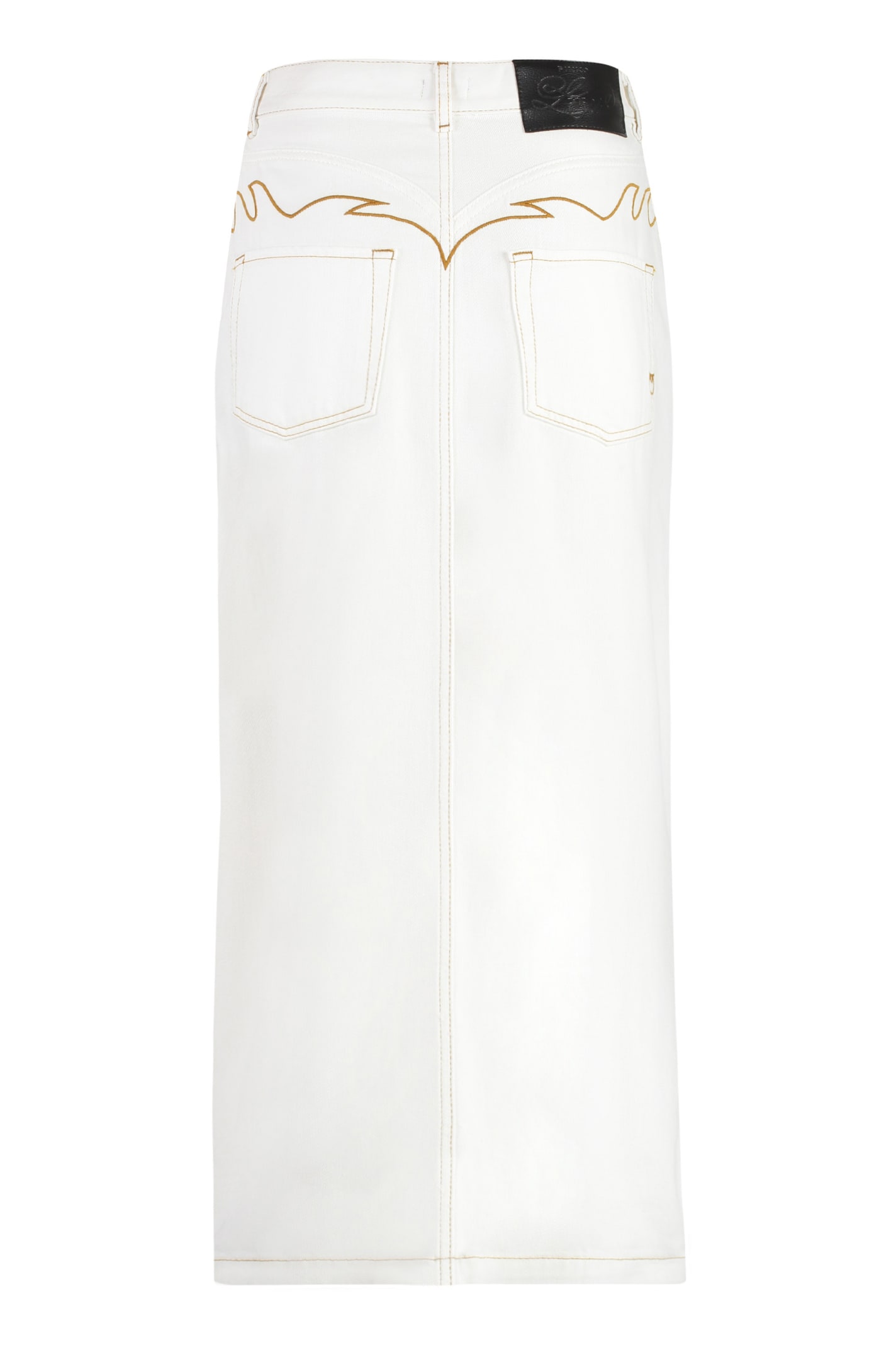 Shop Pinko Riders Cotton Midi Skirt In White