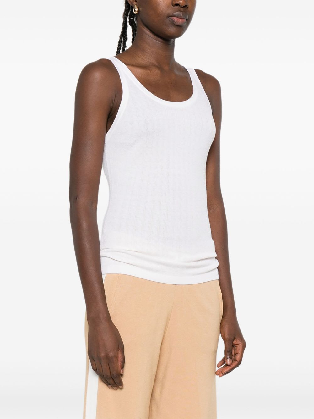 Elisabetta Franchi Wool Blend Tank Top In White