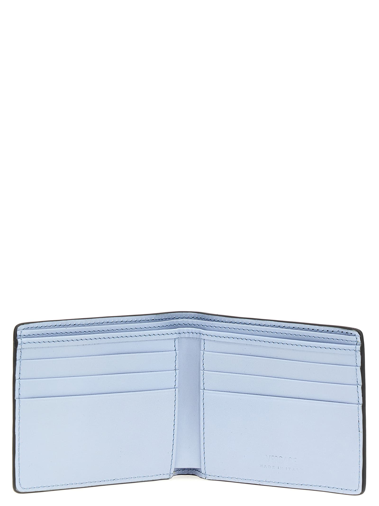 Versace Black Logo Wallet In Multicolor