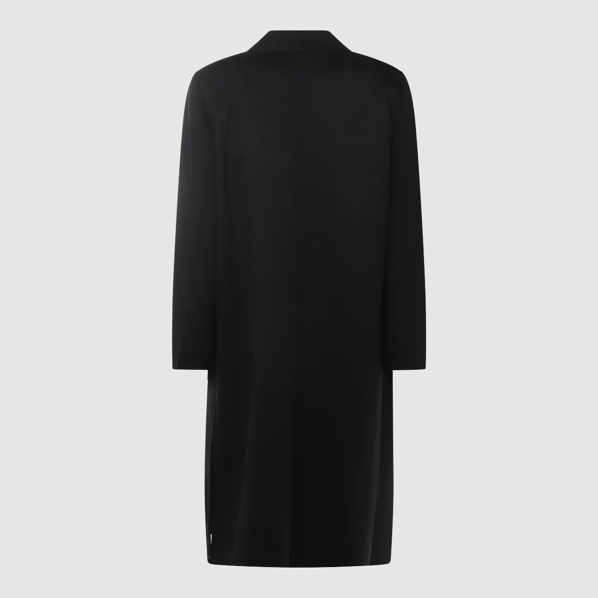 Fendi Straight-fit Midi Coat With Side Slits At The Bottom In Black