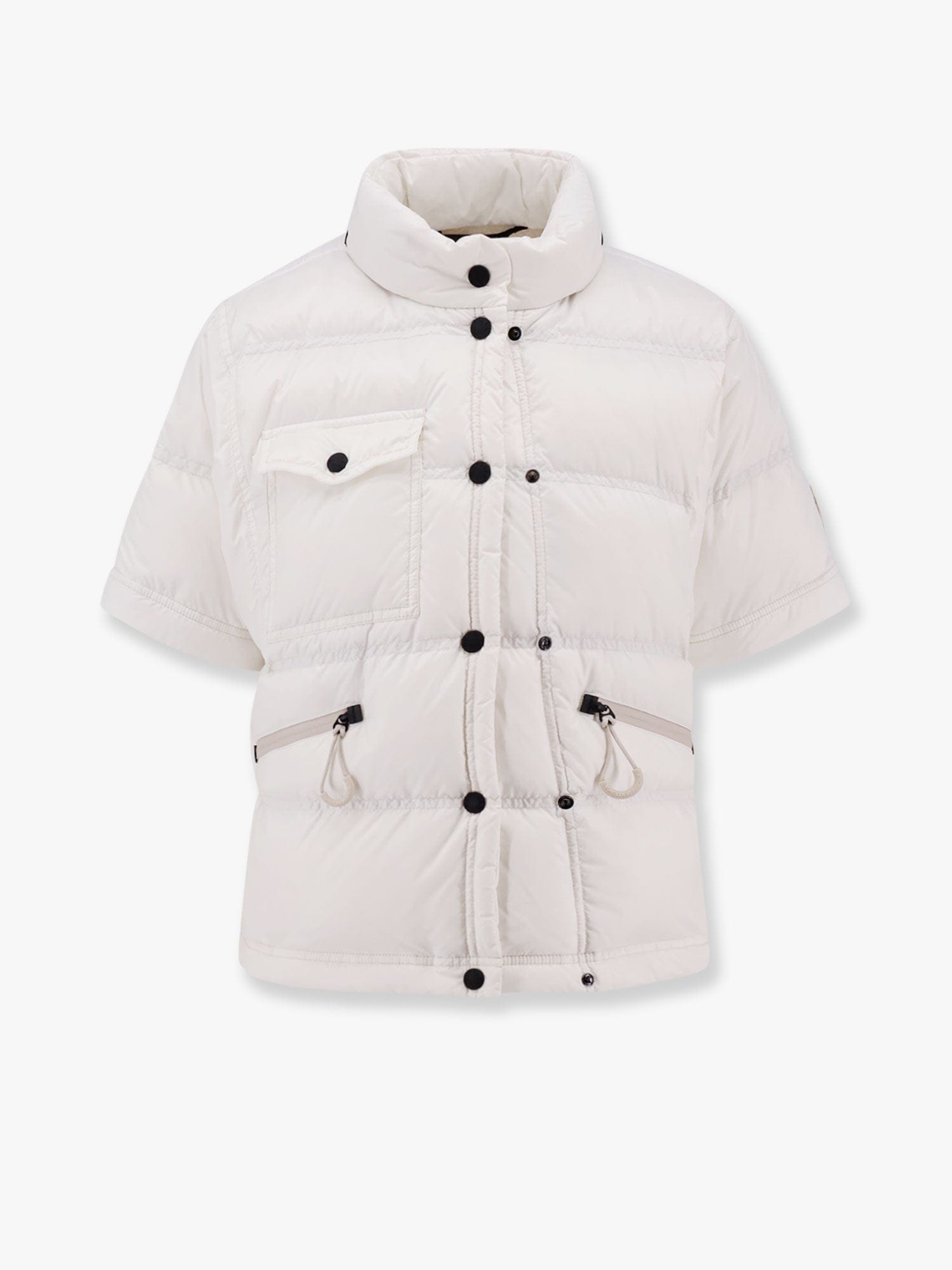 Moncler Grenoble 'mauduit' White Down Jacket With Logo Patch On The Sleeve In Tech Fabric Woman In White