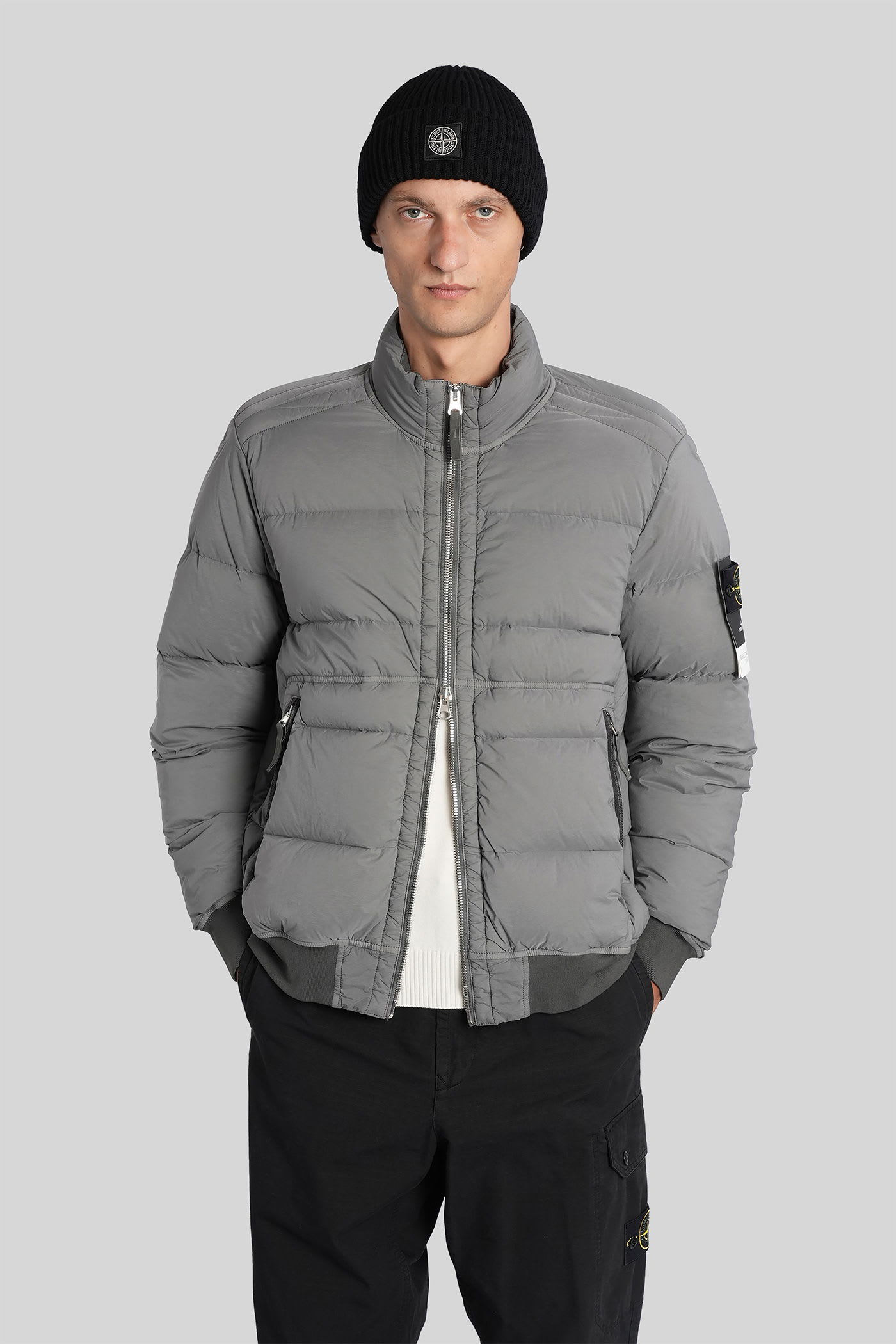 Stone Island Down Jacket Seamless Tunnel Nylon Down-tc In Gray