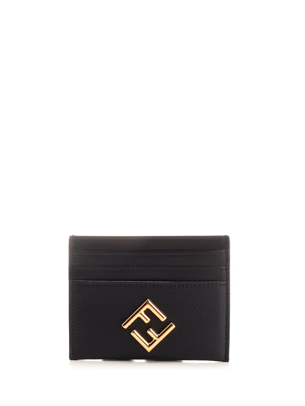 Fendi Ff Diamonds Leather Card Holder in Black