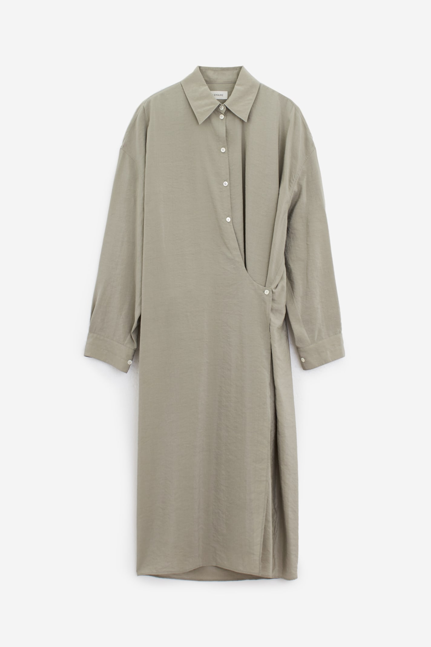 Shop Lemaire Collard Twisted Dress In Grey