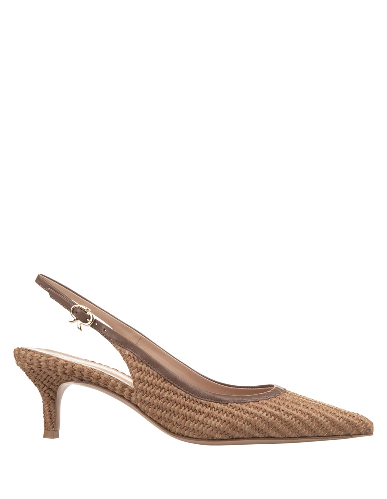 Shop Gianvito Rossi Leith Slingbacks In Woven Raffia In Brown