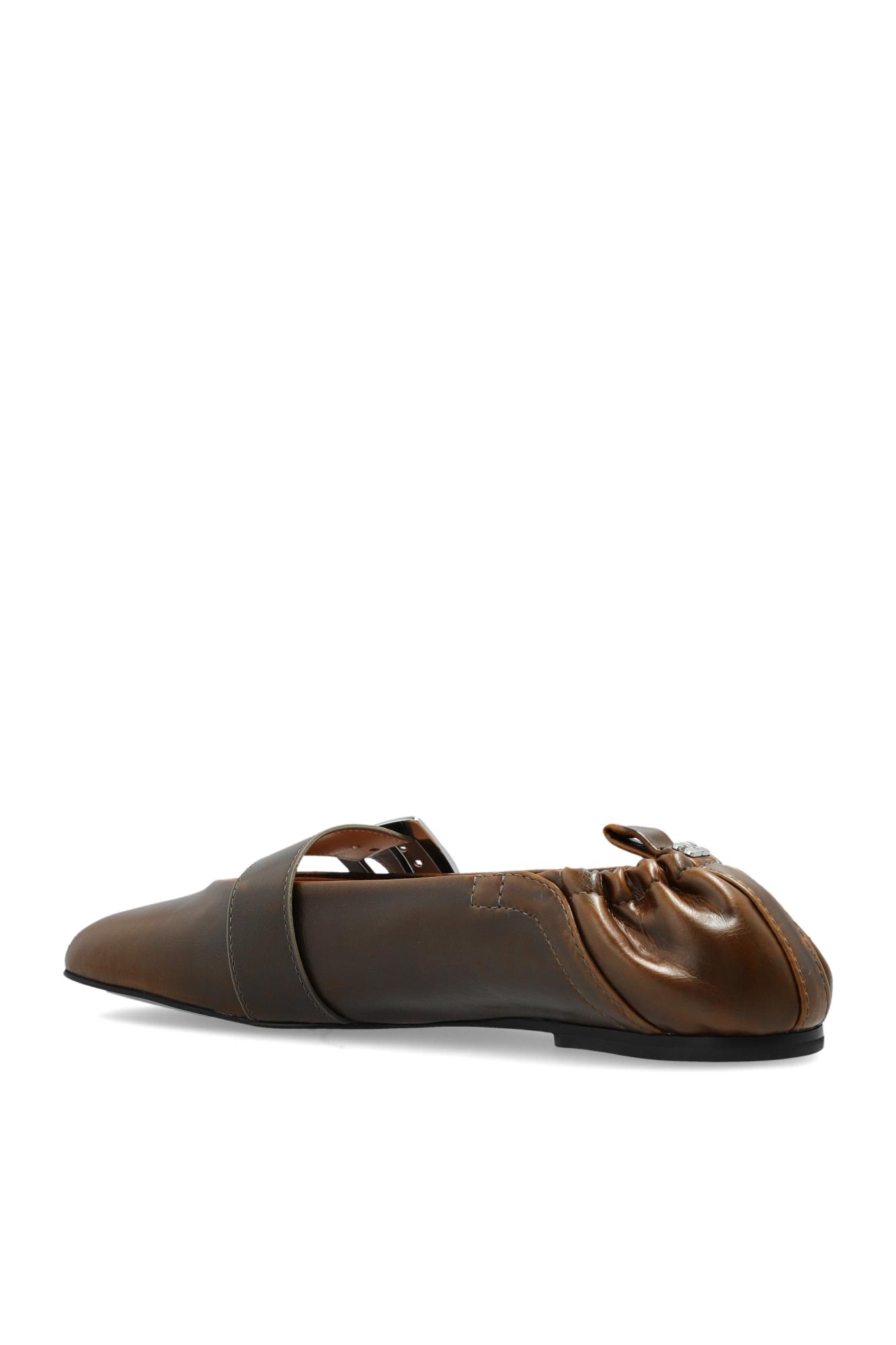 Ganni Ballet Flats With Buckles In Brown