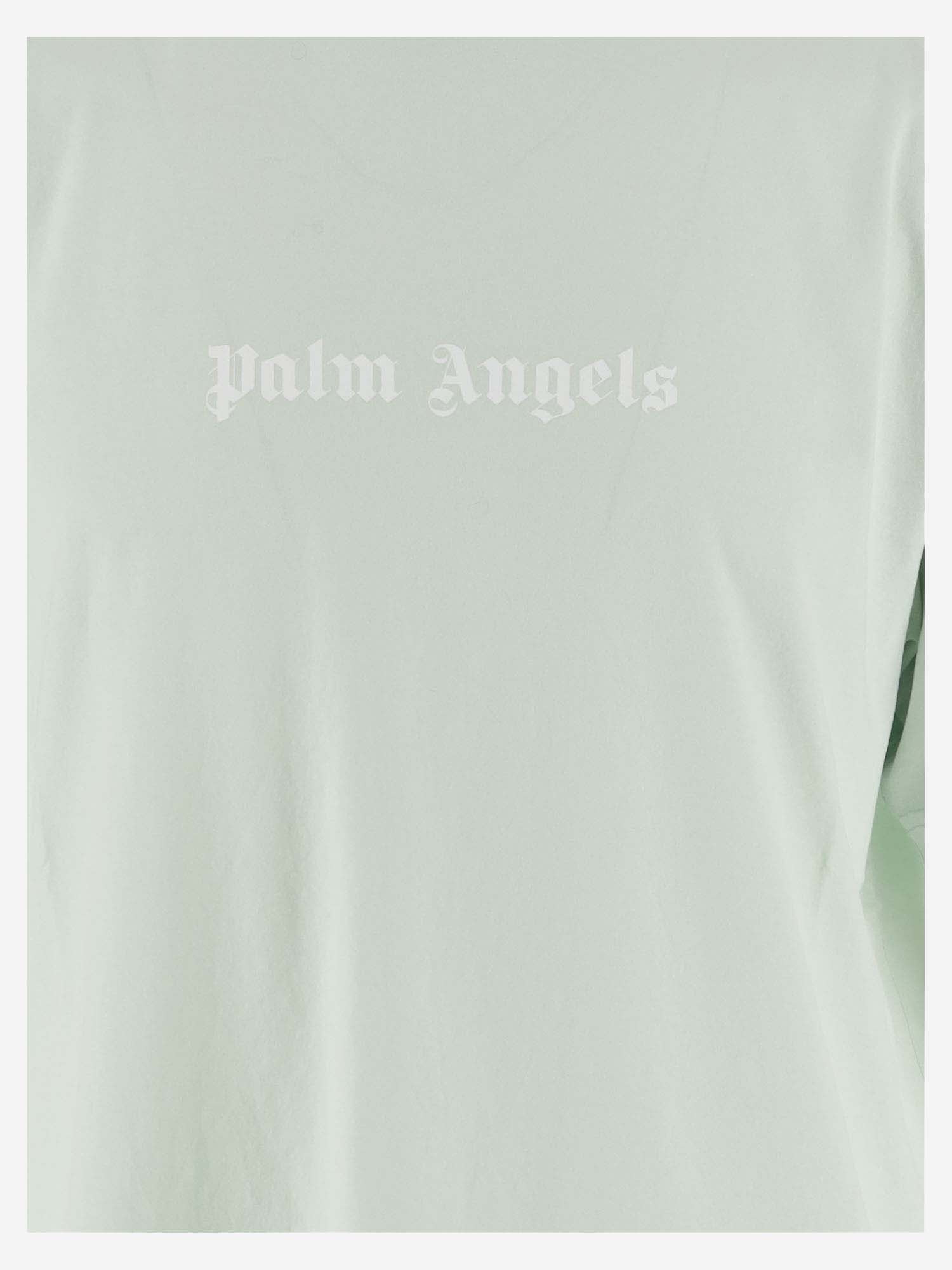 Shop Palm Angels Cotton T-shirt With Logo In Green