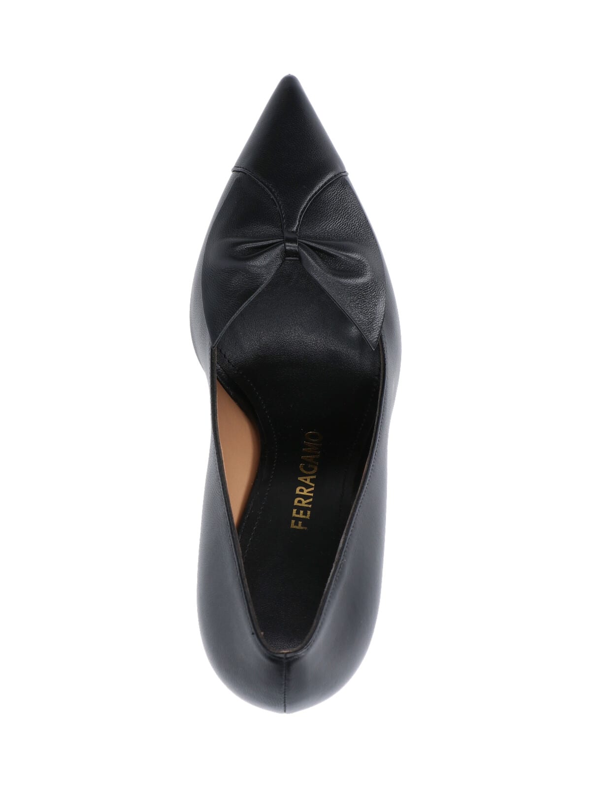 Ferragamo Stylish Pumps With Pointed Toe And Bow In Black