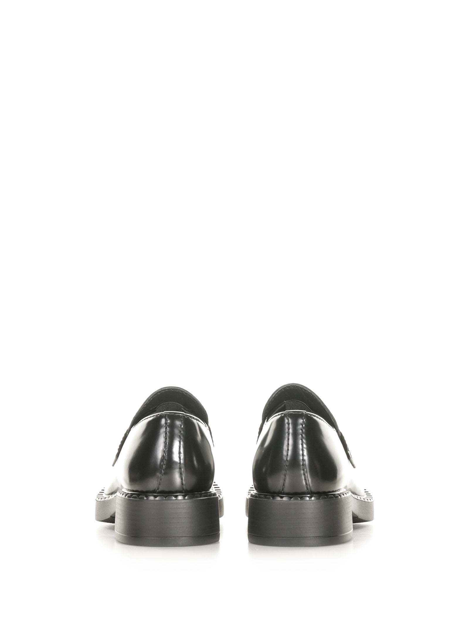Prada Chocolate Loafers In Brushed Leather In Nero