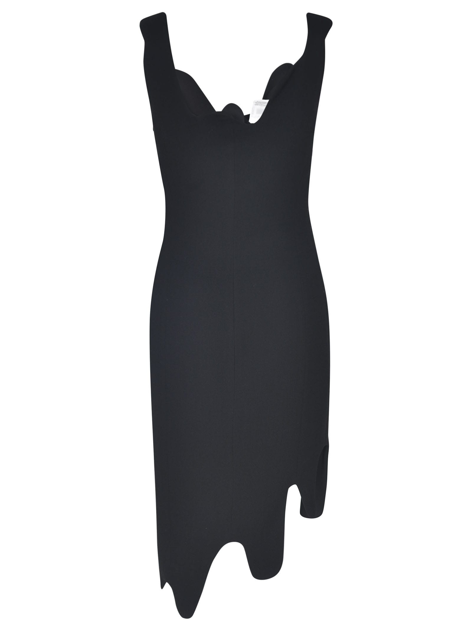 Moschino Asymmetric Sleeveless Crepe Dress In Nero