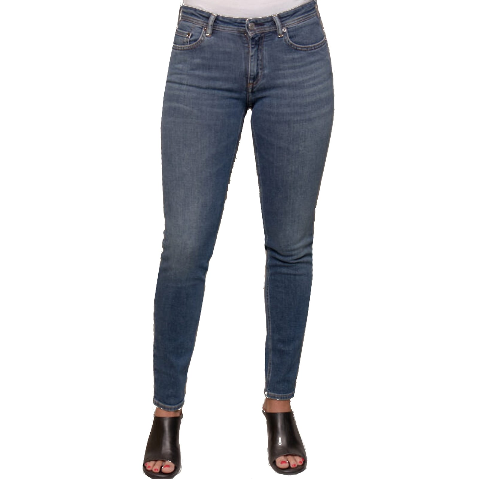Acne Studios Blå Konst Climb Mid Blue Cotton Denim Jeans In Blue