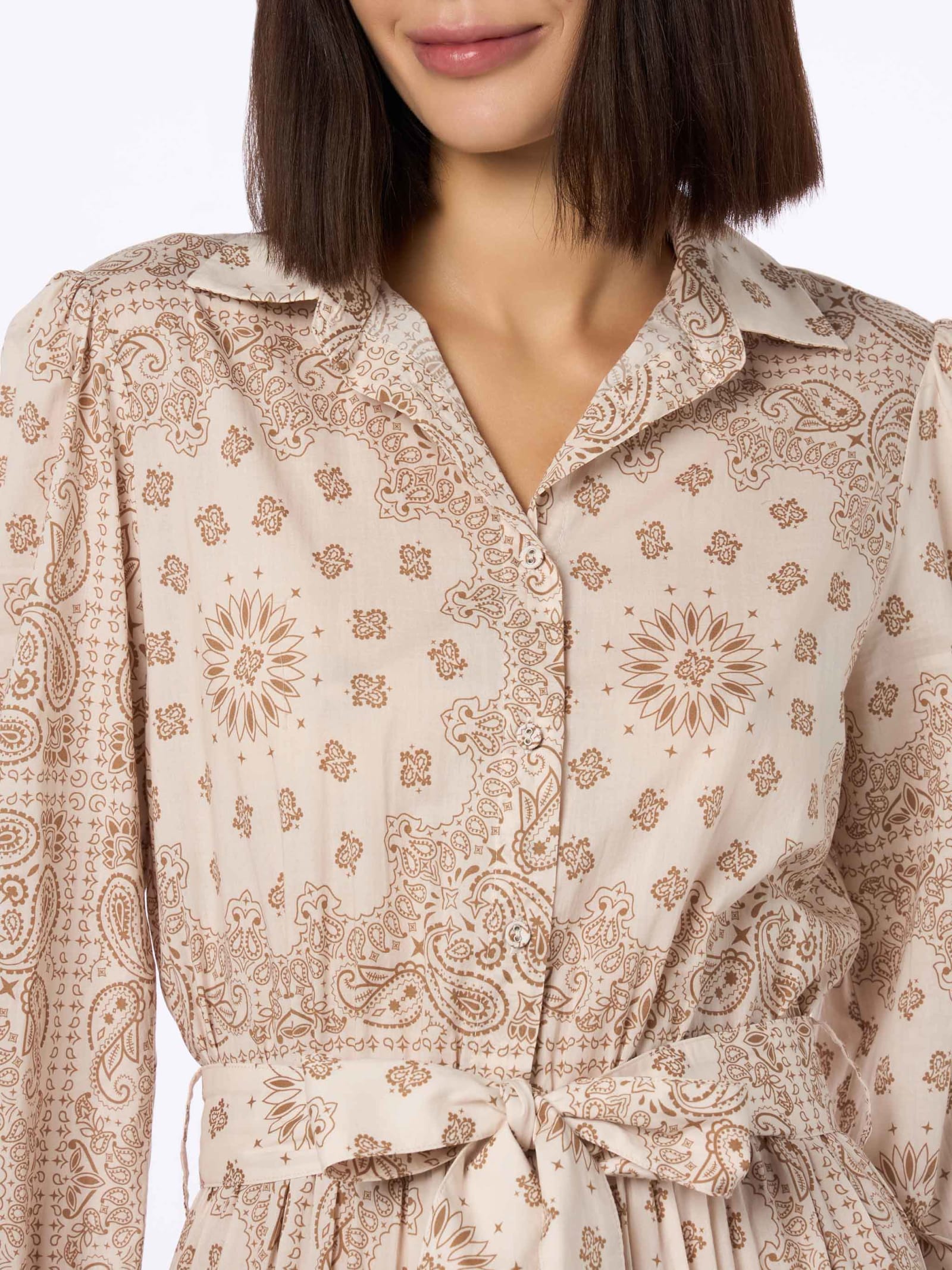Mc2 Saint Barth Woman Beige Bandanna Cotton Dress Jensen In White