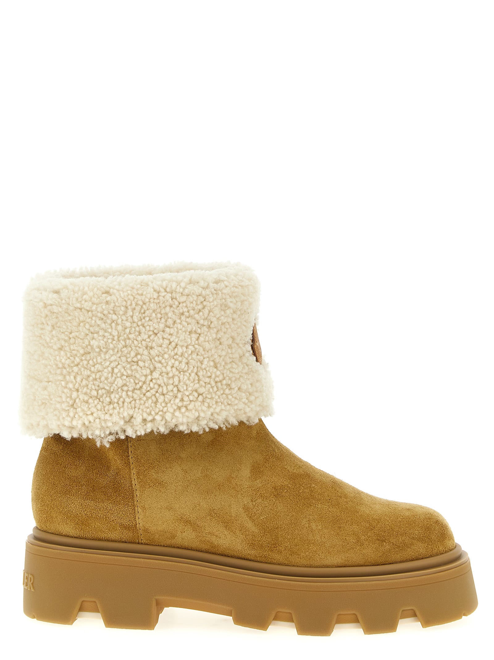 Moncler Beige Brown Ankle Boots In Brown
