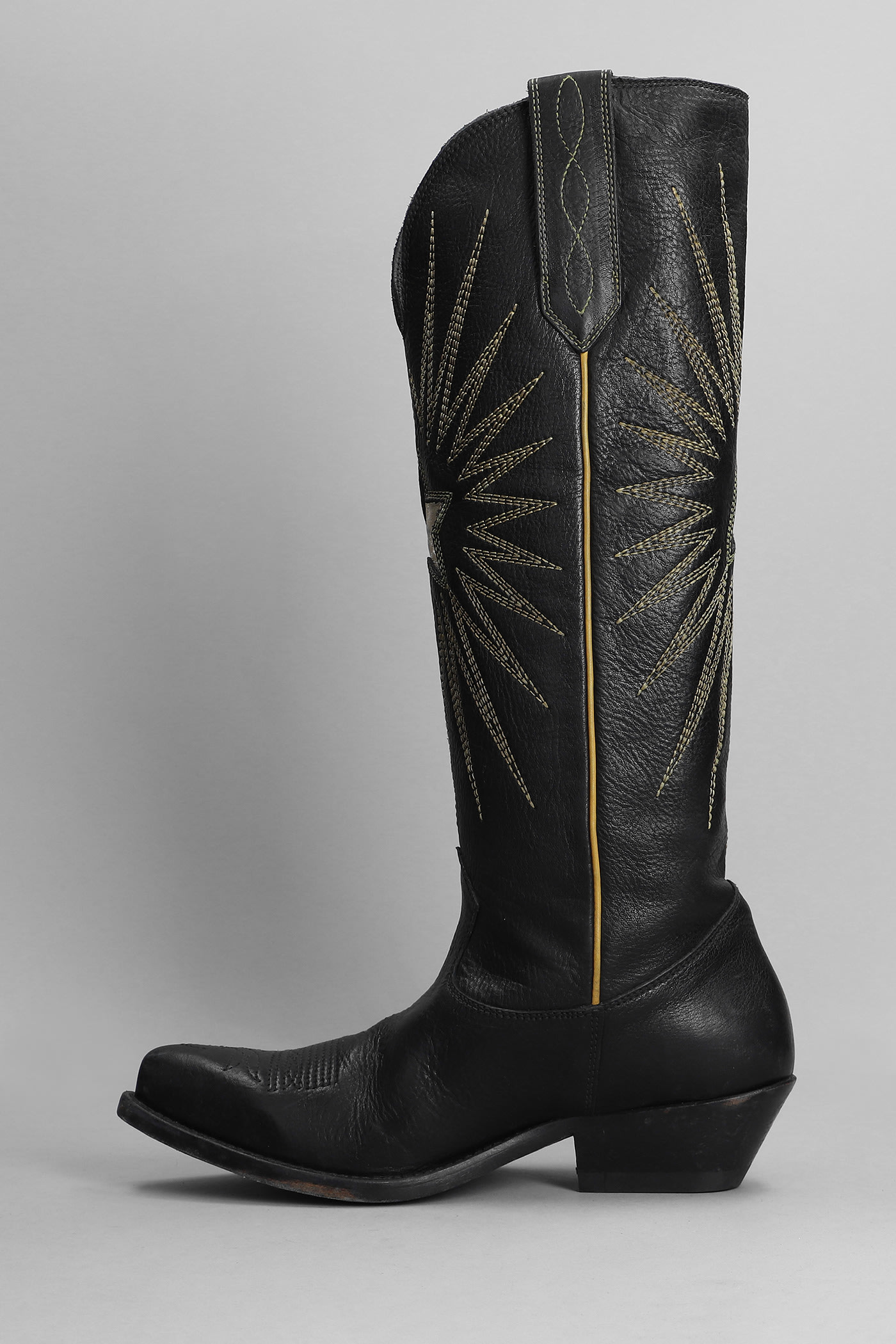 Shop Golden Goose Wish Star Texan Boots In Black Leather