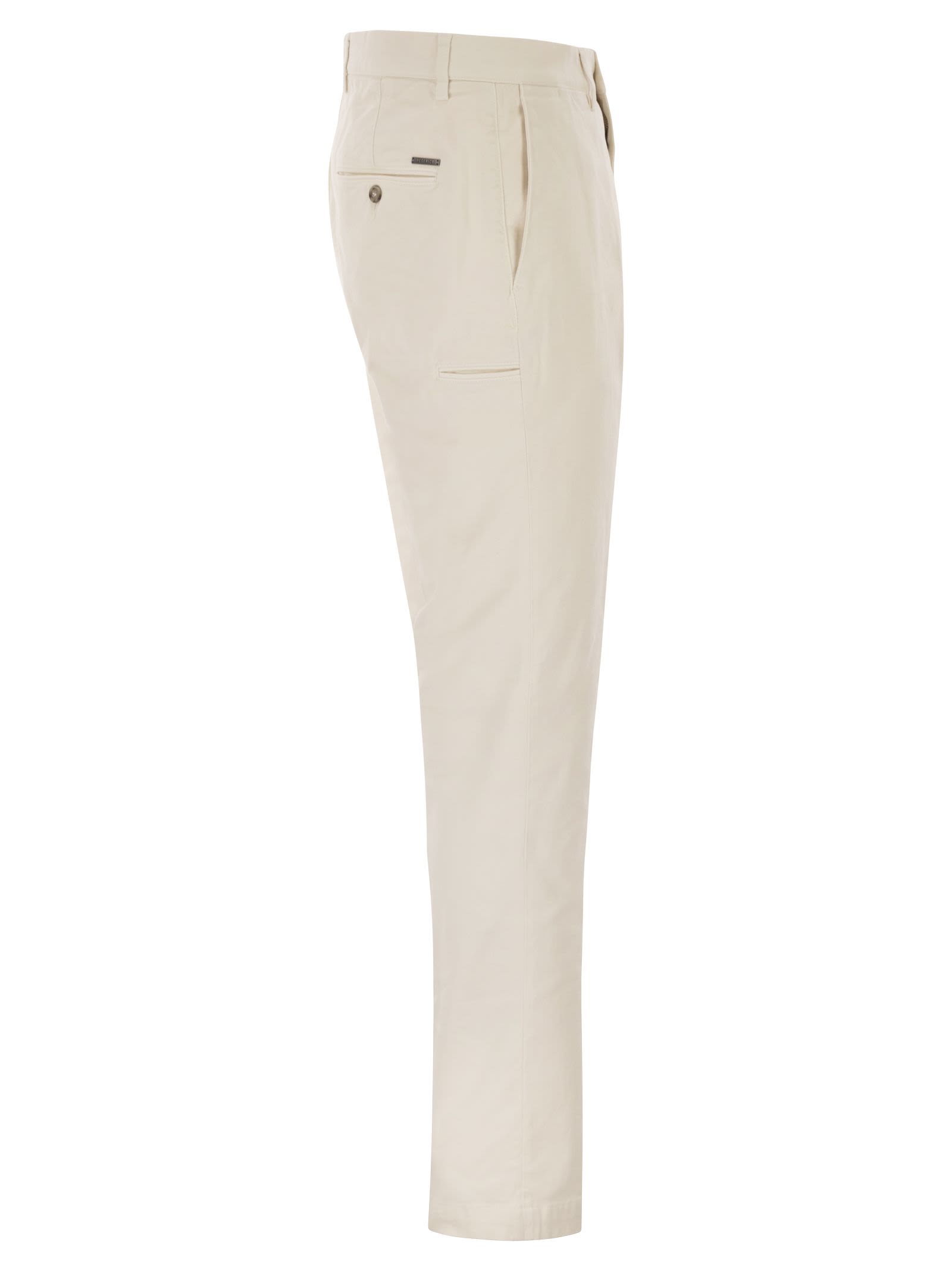 Peserico Chino Trousers In Stretch Cotton Gabardine In Neutral