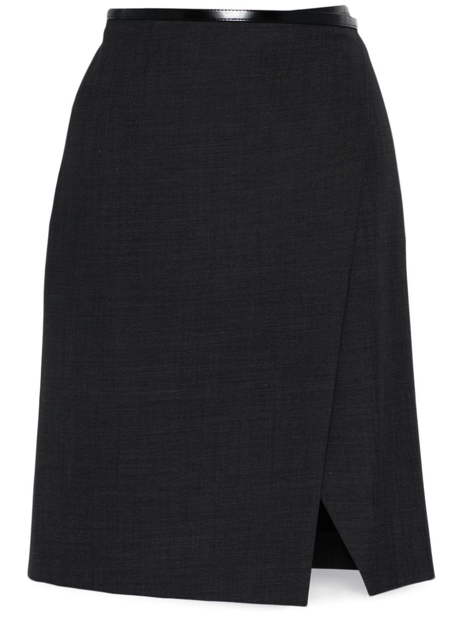 Shop Philosophy Di Lorenzo Serafini Anthracite Grey Virgin Wool Midi Skirt