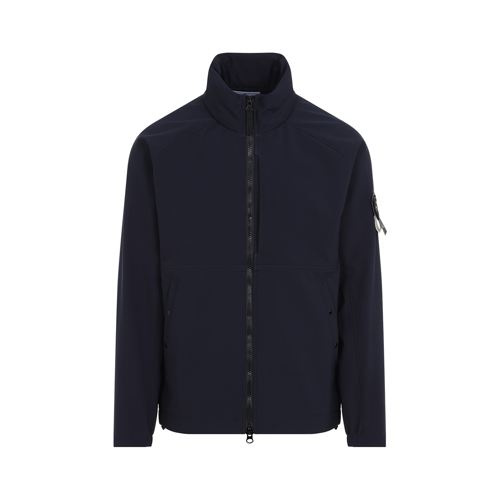 Stone Island Logo Zip-up Jacket In Blue