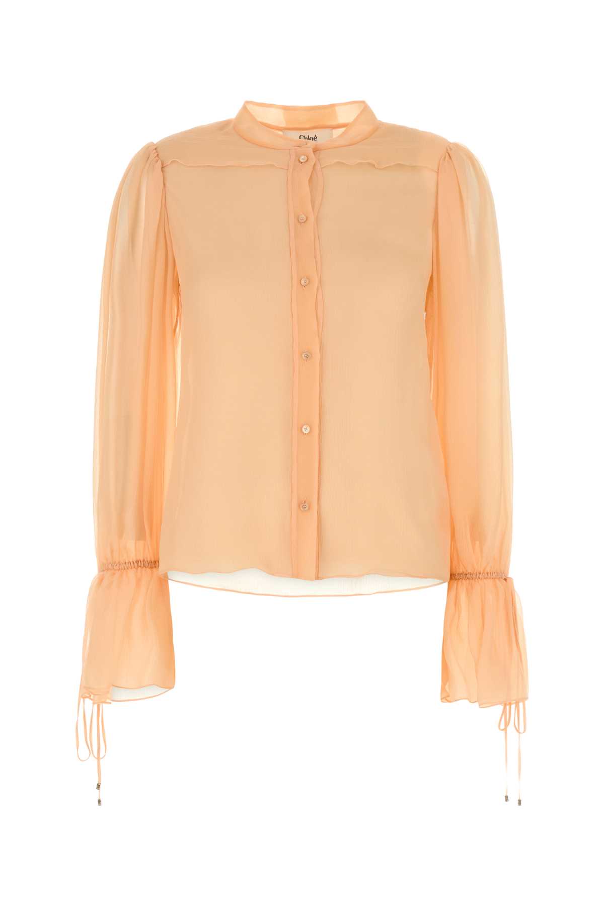Chloé Sheer Fabric Blouse Drawstring Cuffs In Orange