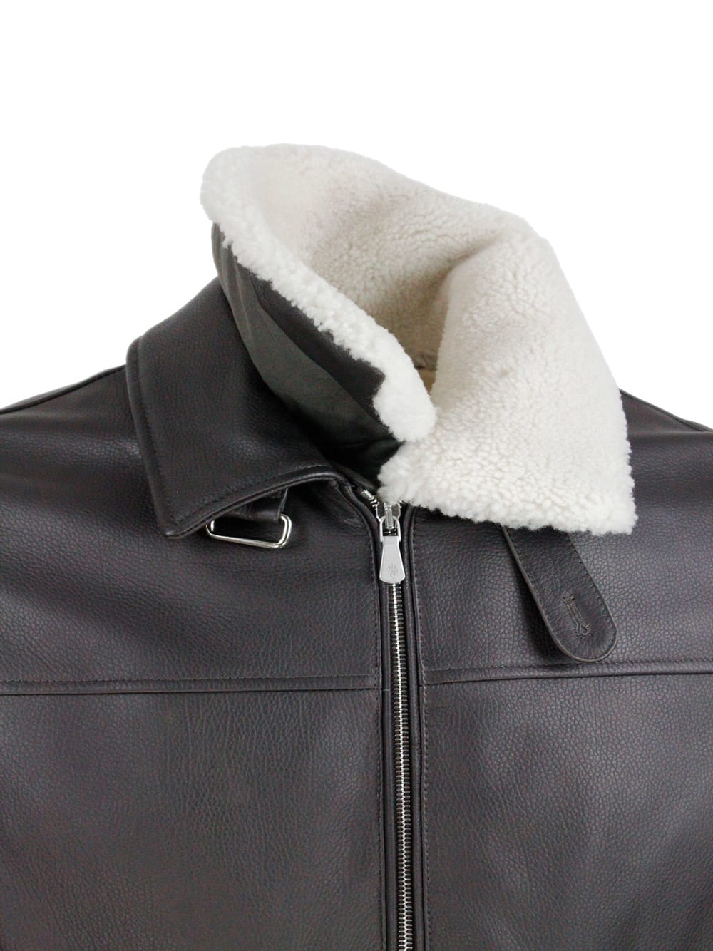 Eleventy Classic Brown Bomber Jacket With Shearling Collar In Black