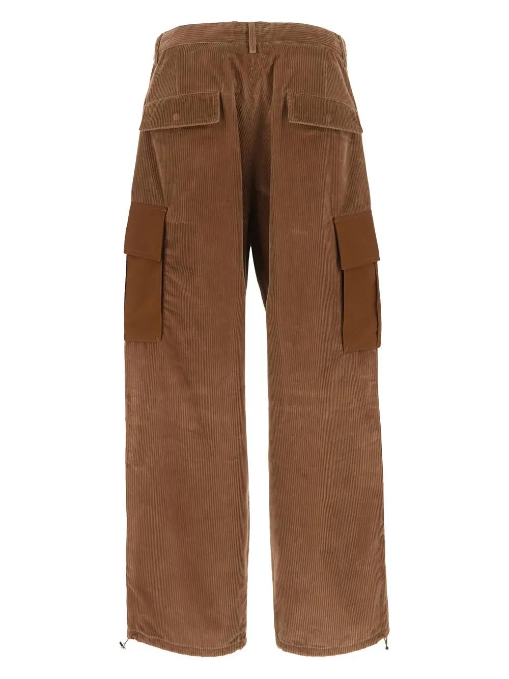 Shop Moncler Ribbed Cargo Trousers In I Marrone