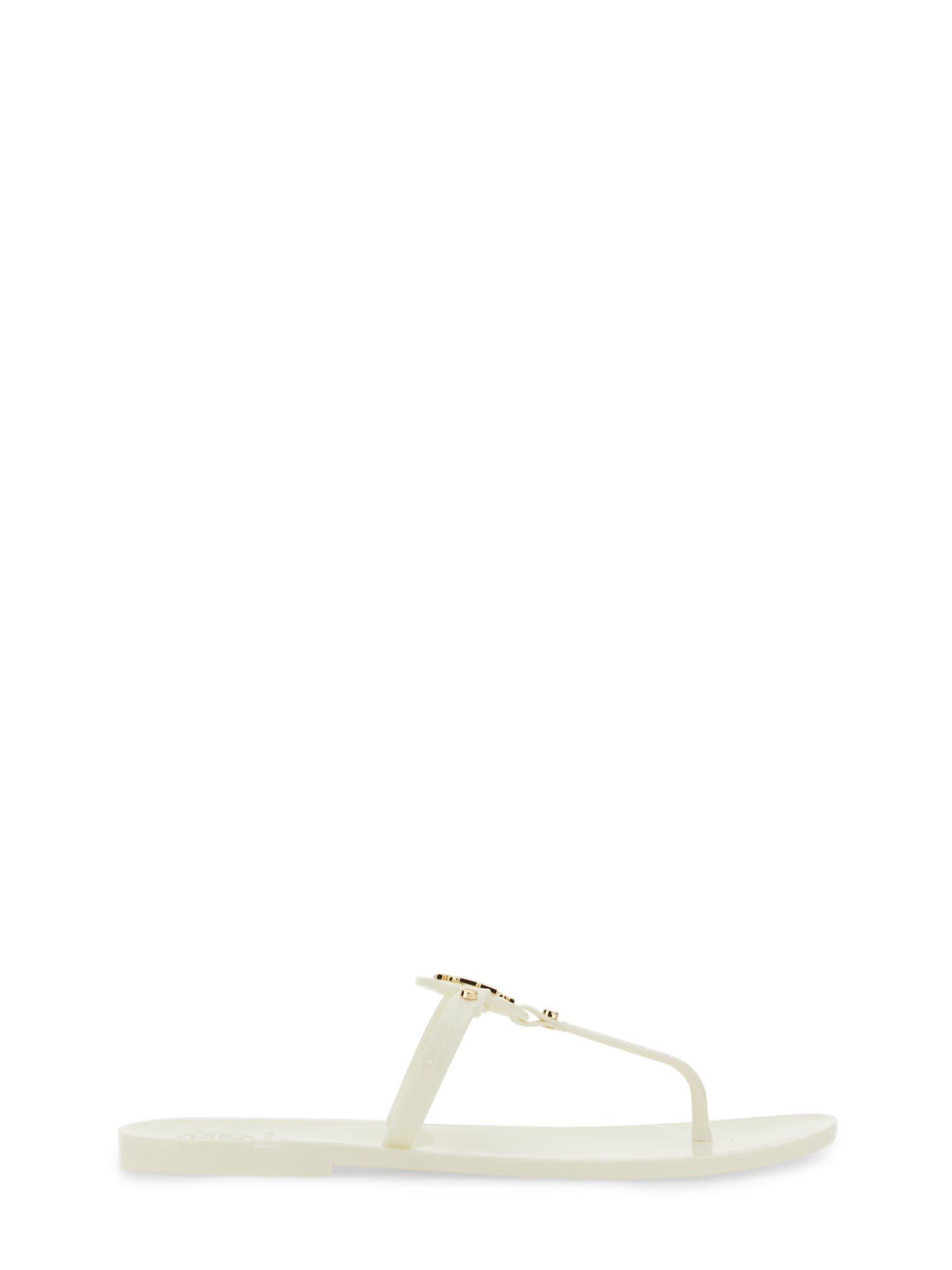 Tory Burch Roxane Jelly Logo-plaque Slides In Avorio