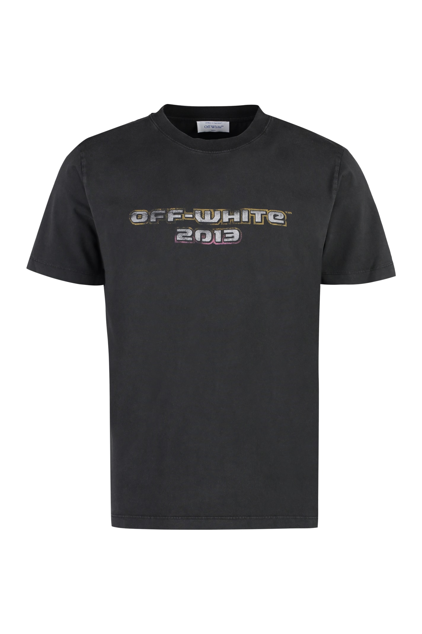 Off-white Printed Cotton T-shirt In Black