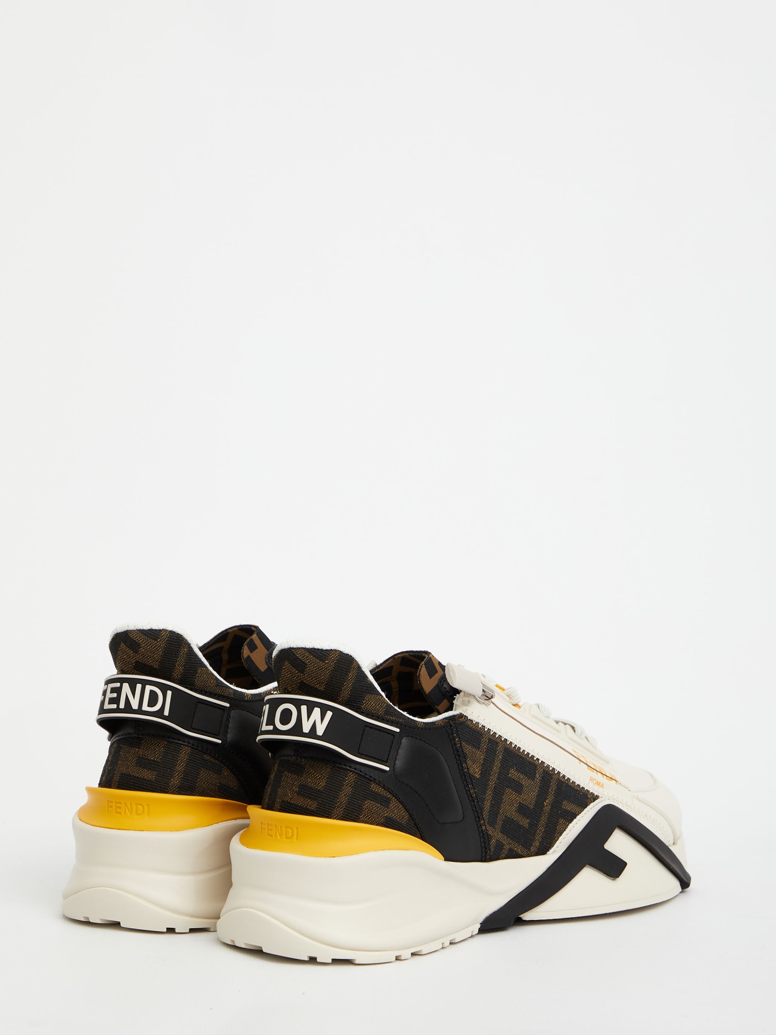 Fendi Flow Sneaker With Distinctive Monogram Accents In White