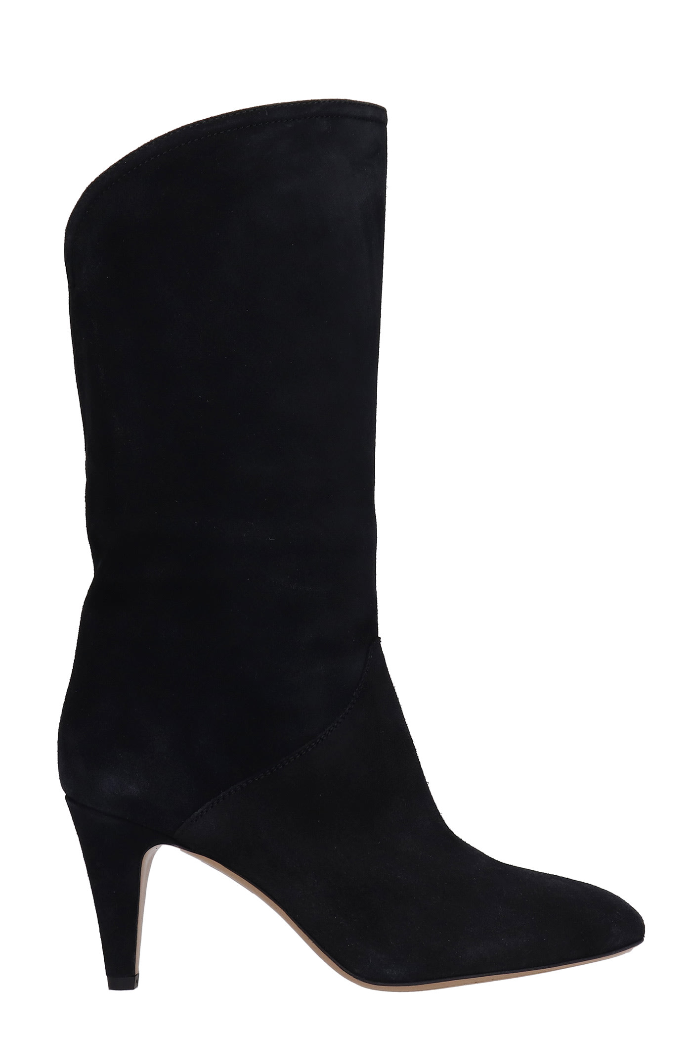 Isabel Marant Leye High Heels Ankle Boots In Black Suede