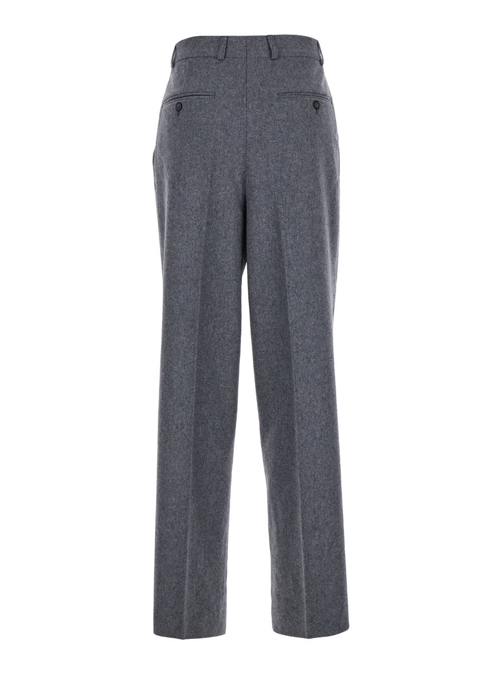 Shop Totême Grey Pants With Belt Loops And Pences In Wool Blend Woman