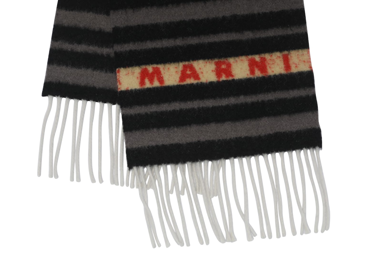 Shop Marni Logo Scarf In Grey