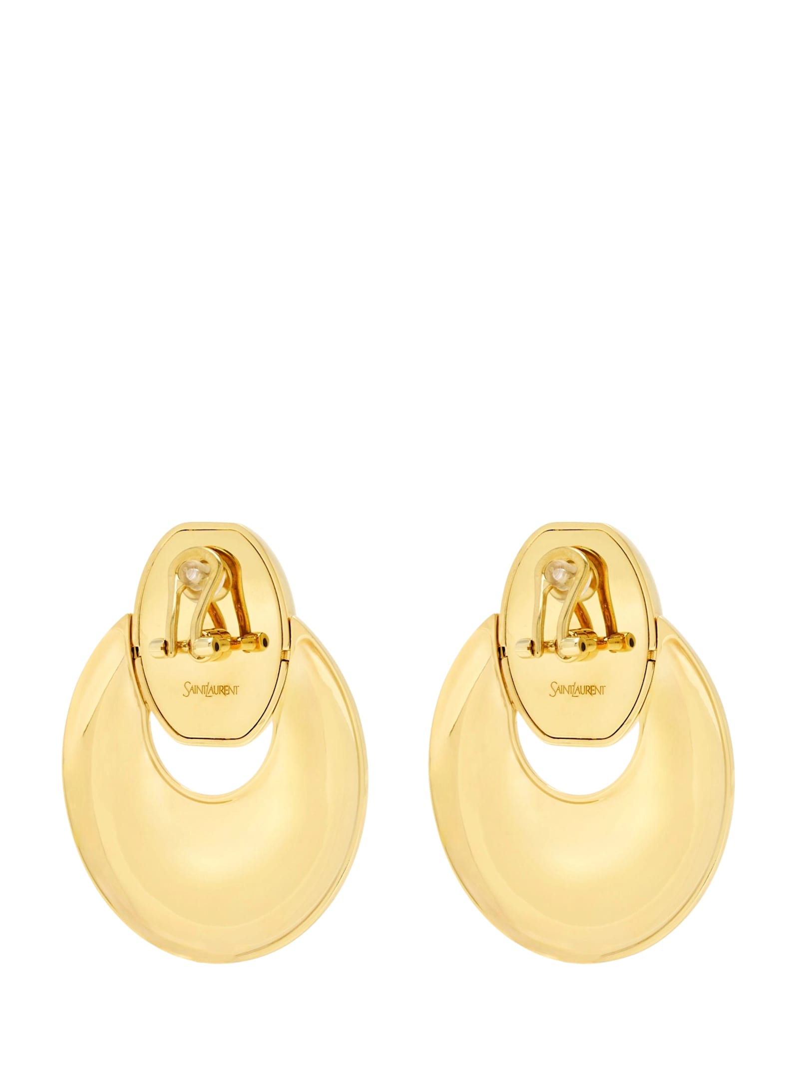 Saint Laurent Crystal-embellished Earrings In Gold