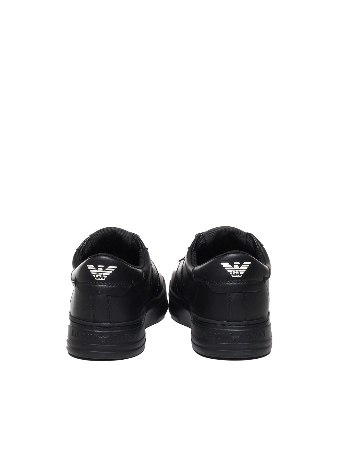 Shop Emporio Armani Low-top Sneakers In Leather In Black