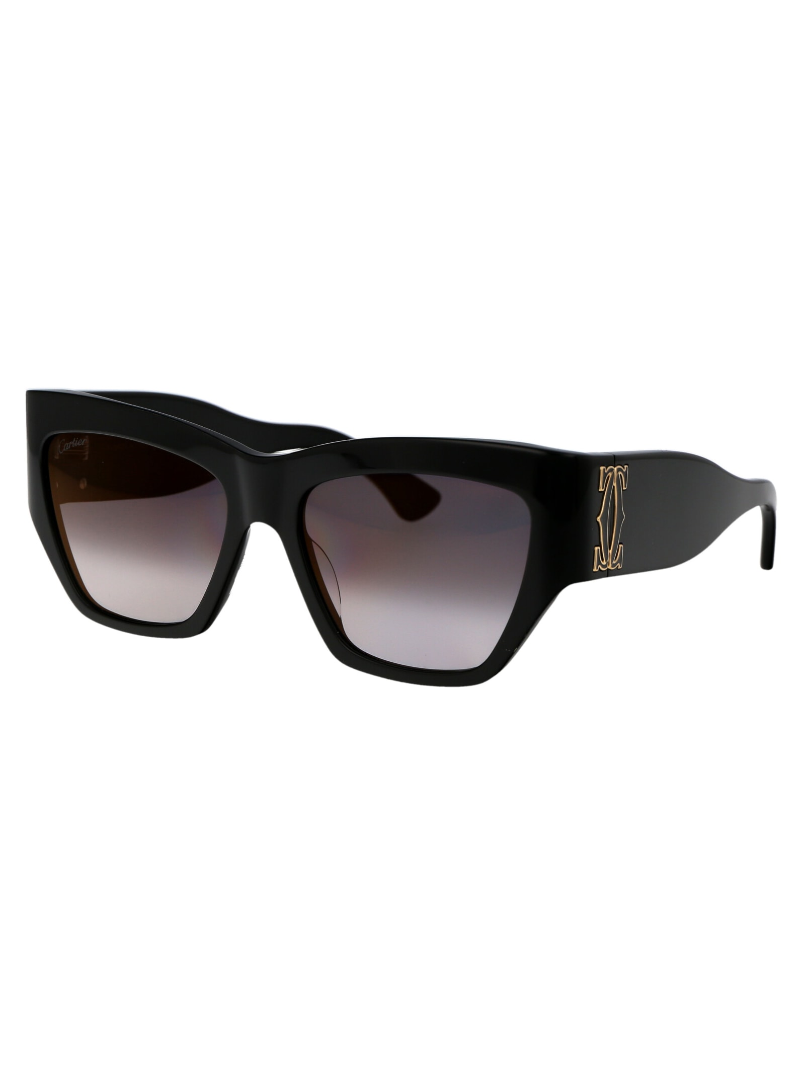 Shop Cartier Ct0435s Sunglasses In 001 Black Black Grey