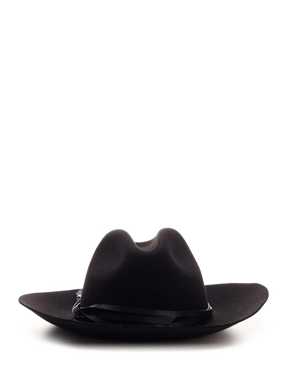 Golden Goose Deluxe Brand Curved Wide Brim Fedora Hat In Black