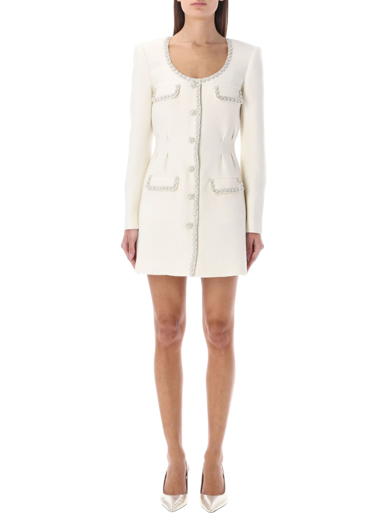 Self-portrait Cream Boucle Tailored Mini Dress In Cream