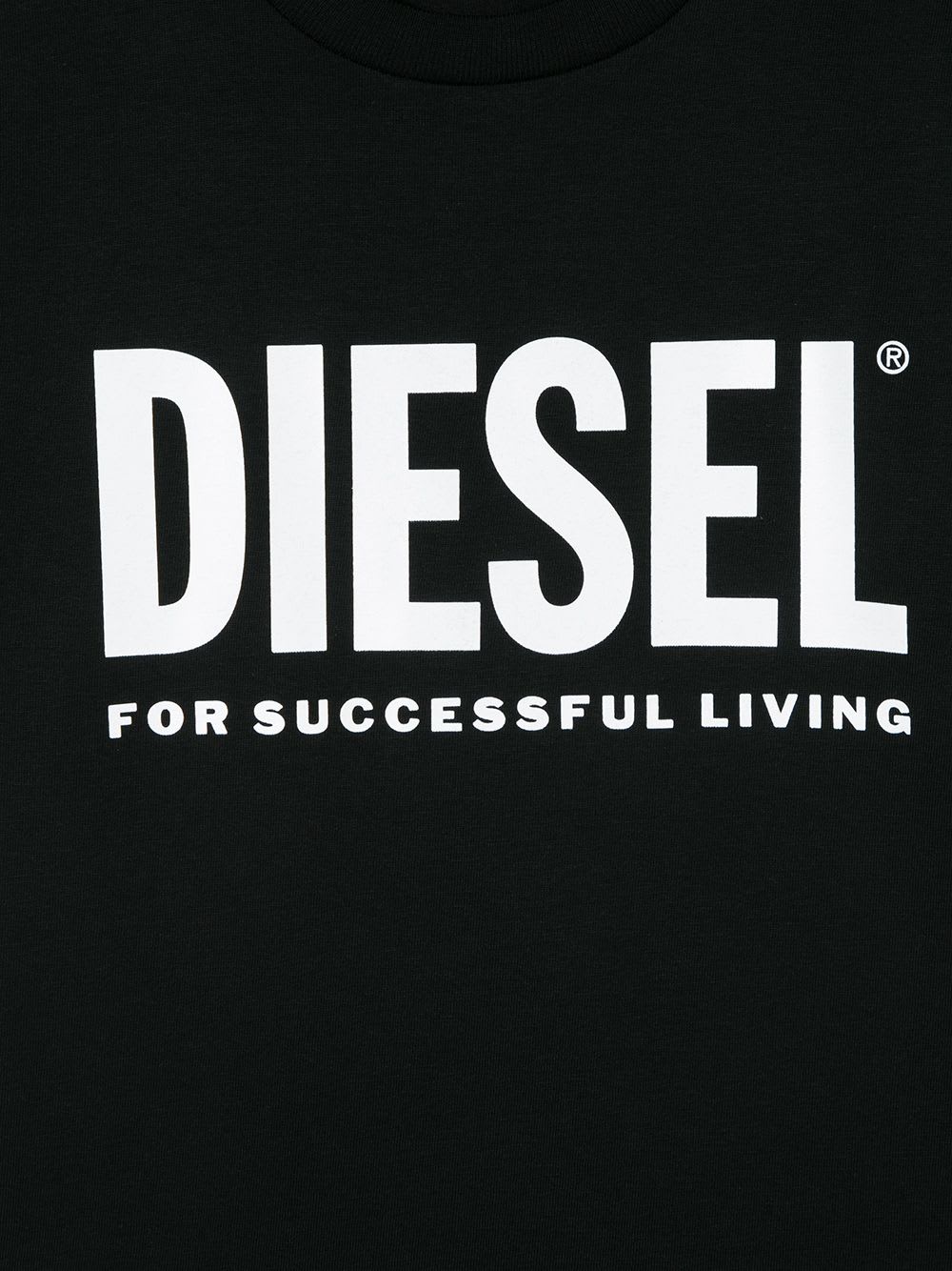 Shop Diesel Kids Black T-shirt With White Oversize Logo