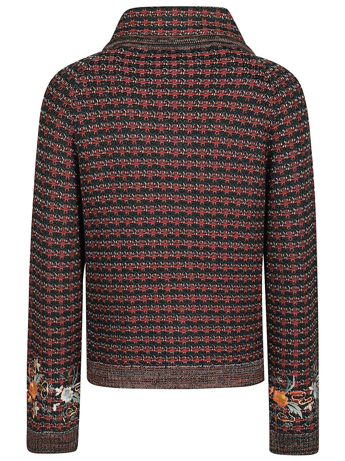 Shop Etro Floral-embroidered Tweed Jacket In S9000