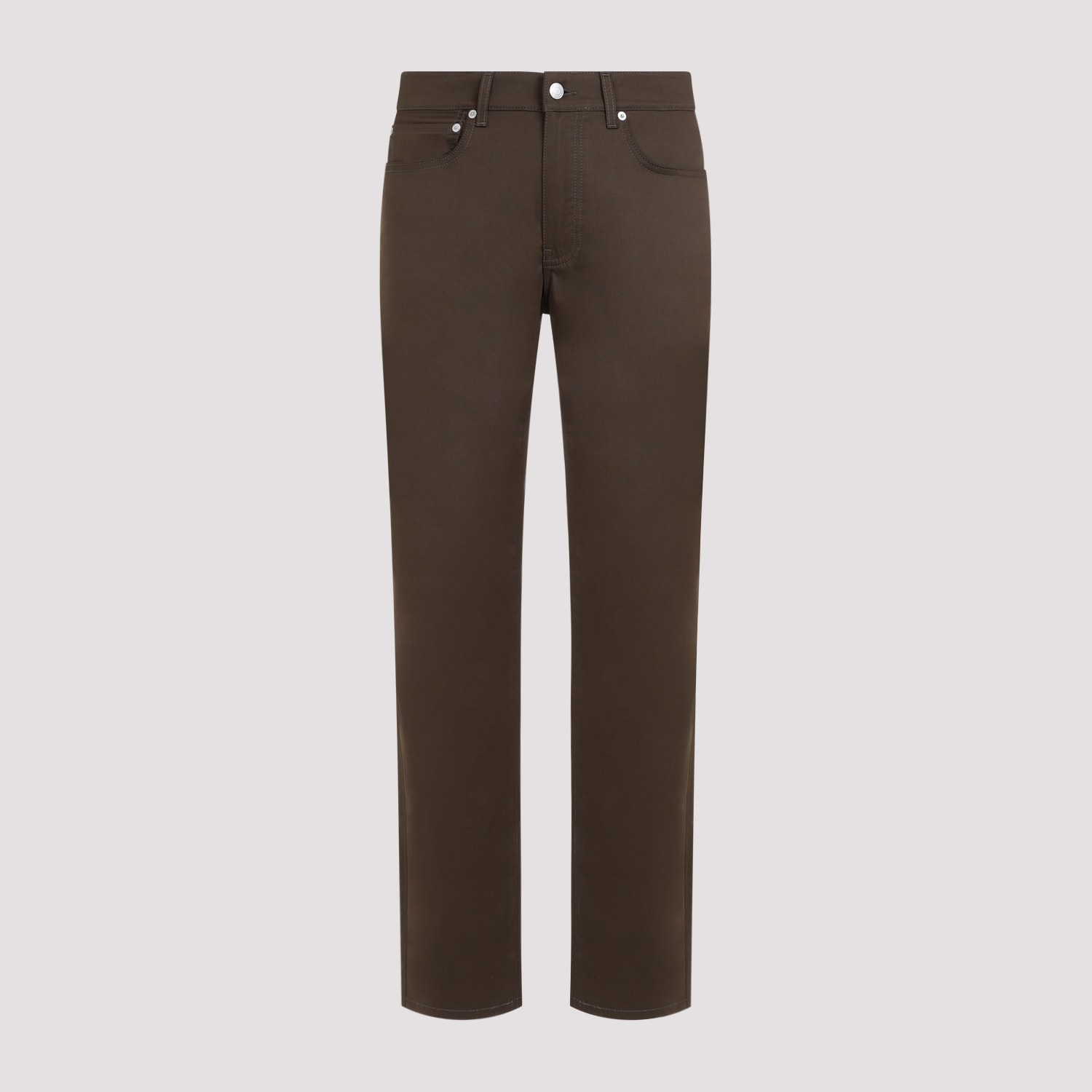 Shop Dunhill 5 Pocket Cotton Pants In Moss Green
