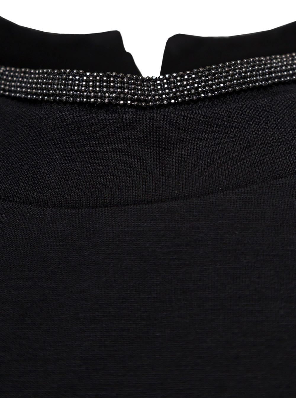 Shop Brunello Cucinelli Black T-shirt With Monile Detail In Cotton Woman