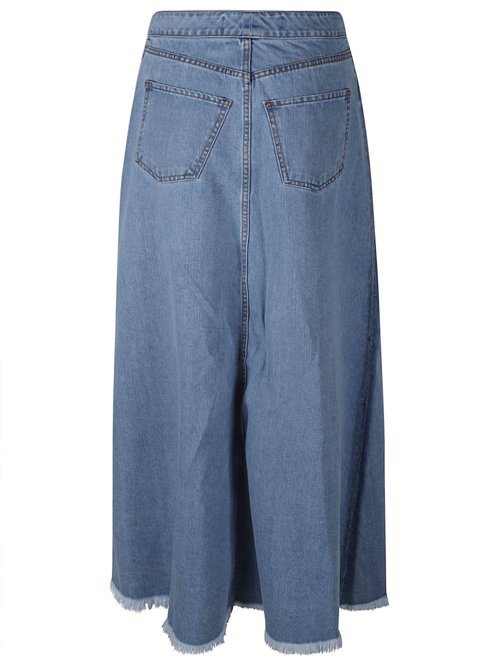 Shop Federica Tosi Wide Front Slit Skirt In Denim