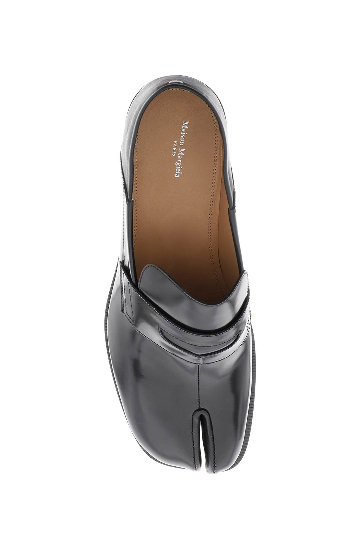 Maison Margiela Brushed Leather Tabi Loafers In Black