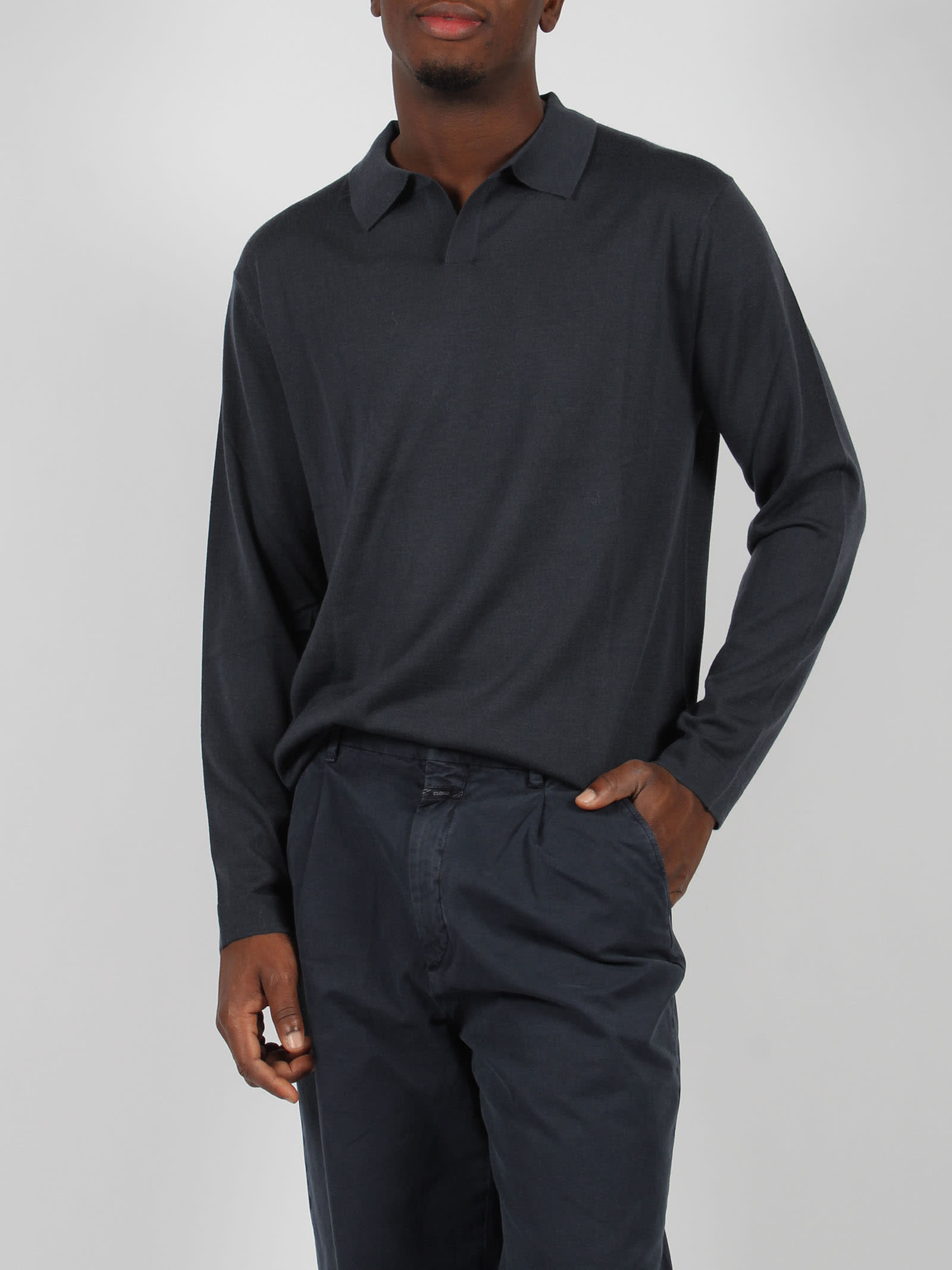 Shop Closed V-neck Polo In Dark Blue