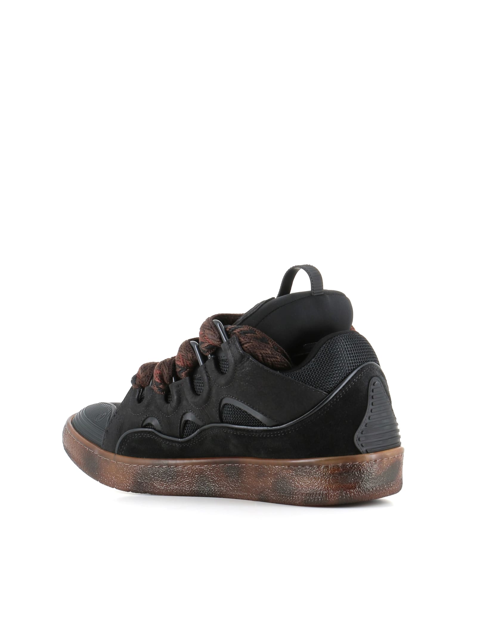 Shop Lanvin Sneaker Curb In Black/brown